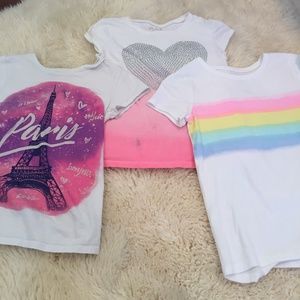 Girls 7/8 3Pack White Graphic Short Sleeve T-Shirt